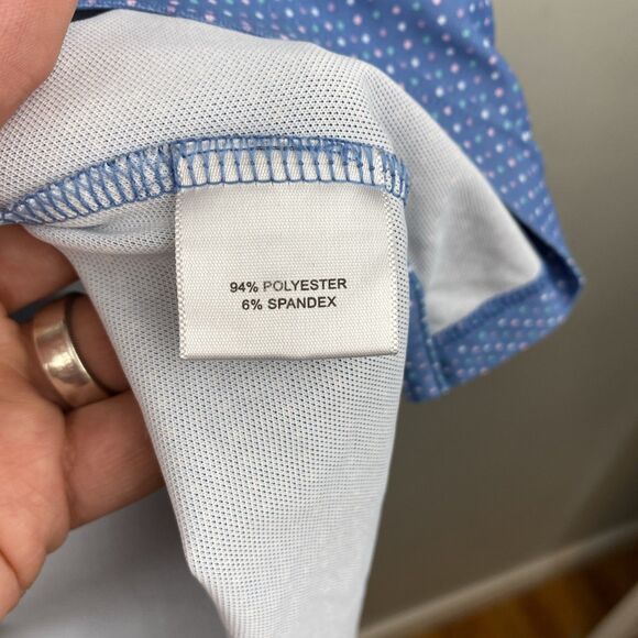 Peter Millar shirt Mens L blue summer comfort geometric‎ dot - Picture 5 of 11